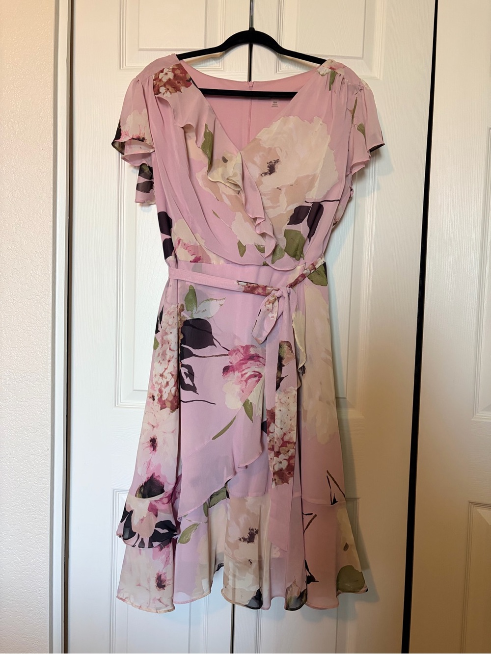 D anny & Nicole Pink Floral Chiffon Fit & Flare Dress